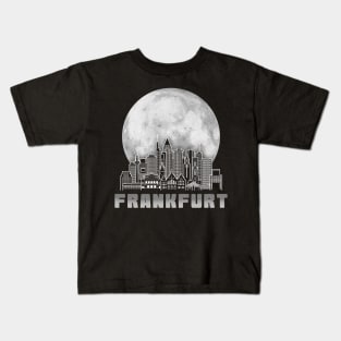 Frankfurt Germany Skyline Full Moon Kids T-Shirt